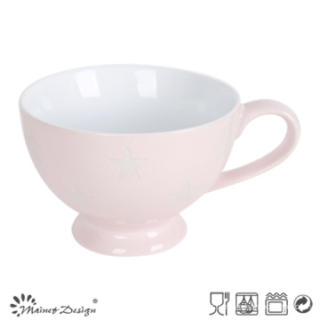 Tasse à soupe de 22 oz à l&#39;intérieur blanc extérieur rose avec étoile gravée